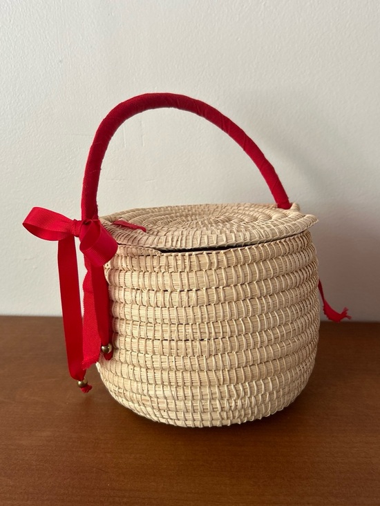 Banana Republic Handbags - Banana Republic Natural Straw Basket Bag with Red Handle